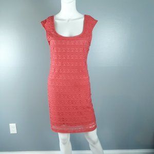 BCBGeneration Coral Lace Sheath Dress Size Small